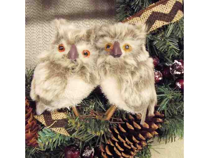 'Sing Noel' Christmas Wreath, Rustic Owls and Berry Seasonal Decorations