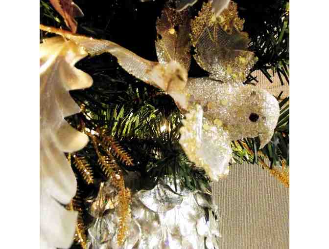 Gorgeous Silver and Gold Christmas Wreath, Lights Included!
