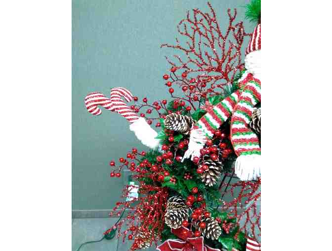 Woodland Snow Man Christmas Wreath on Stand