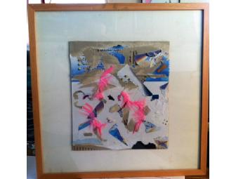 'Pink Dream Birds' by Lark (Larisa Pilinsky), Framed Original Art