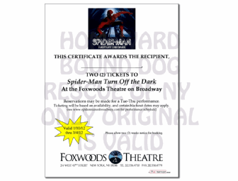 Two Tickets to <i>Spider-Man Turn Off the Dark</i> at the Foxwoods Theatre on Broadway
