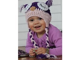 Sleep Owl Baby Hat in Pink and Purple