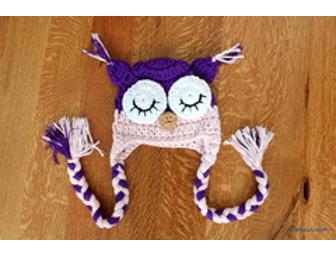 Sleep Owl Baby Hat in Pink and Purple