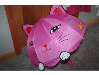 Pink 'Kidorable Lucky Cat' Children's Raincoat with matching umbrella