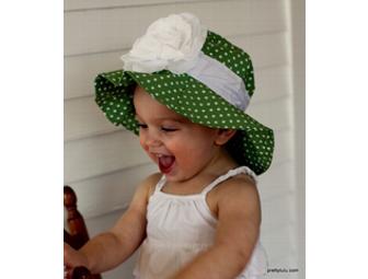Green Baby Girl Sun Hat With White Polka Dots