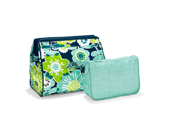 Cosmetic Bag Set & Flat Iron Case in Best Buds Print