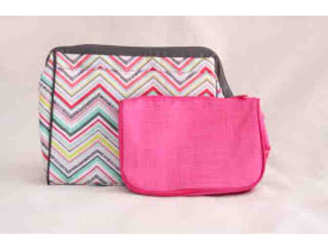 Cosmetic Bag Set & Flat Iron Case in Party Punch Print