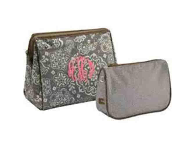 Cosmetic Bag Set & Flat Iron Case in Woodblock Floral Print