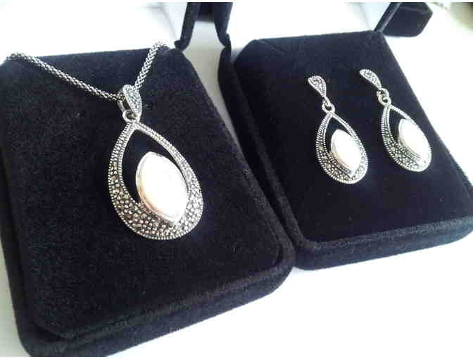Sterling Silver & Marcasite Earrings & Necklace