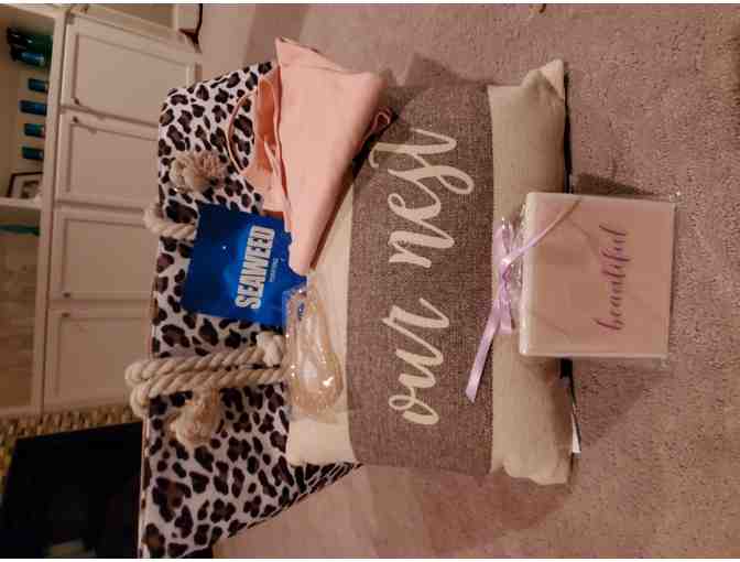 AlfaBags Leopard Print Handbag with assorted items