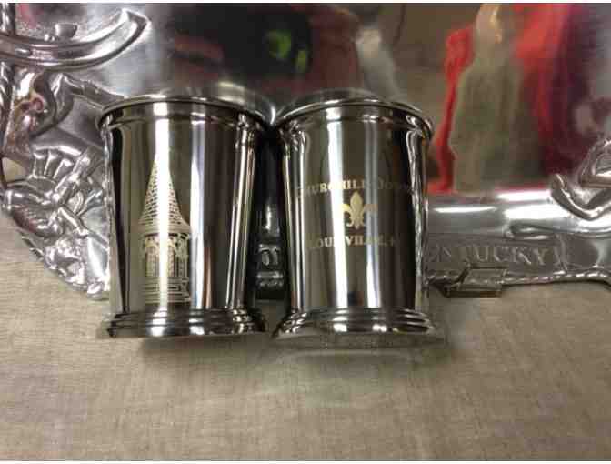 Pewter Tray with 4 Mint Julep Cups