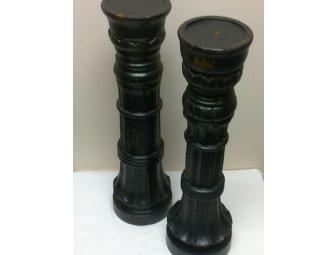 2 Bramble Gothic Candlesticks in Black