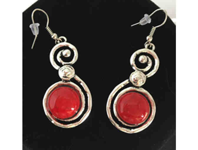 Statement Necklace & Earrings with Red Highlights
