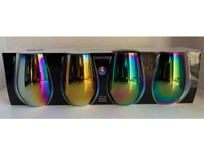 Rainbow Fusion Wine Glasses with 2 Bottles of Red Virginia Wine