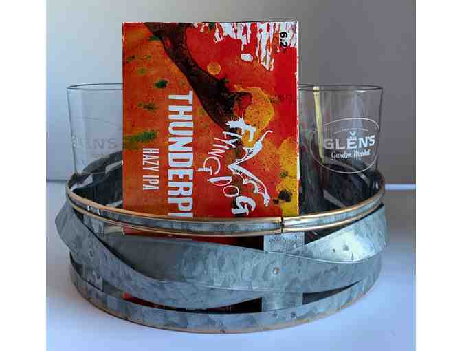 Flying Dog Beer - Galvanized Tray - Four Beer Glasses