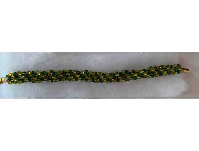 Green-Gold 8' Beaded Bracelet