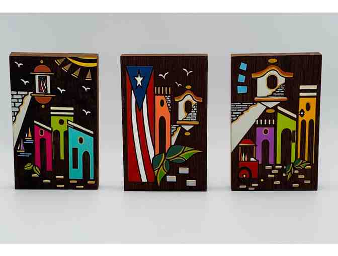 Set of Three - Leda Diaz Folk Art Wooden Plaques from Puerto Rico