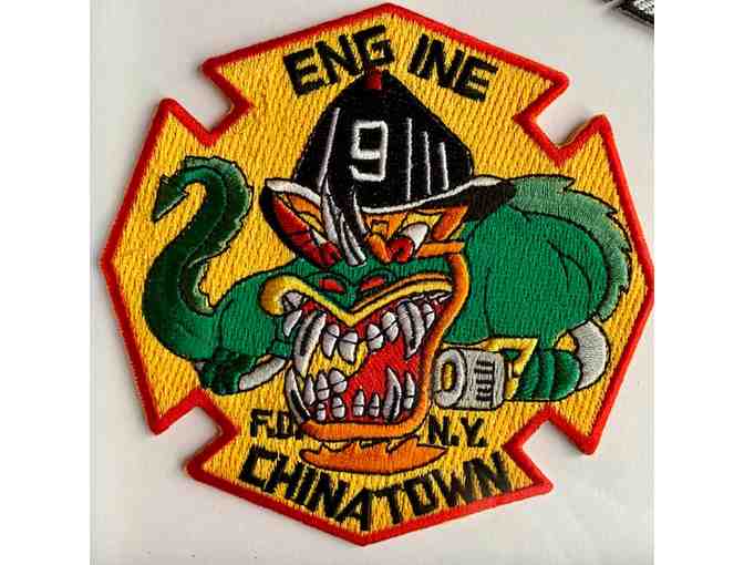 Framed Collection of Patches from Five Manhattan Fire Departments