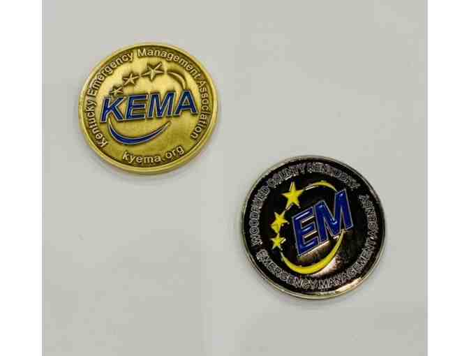 2 Challenge Coins from KY - KEMA and Woodford EM