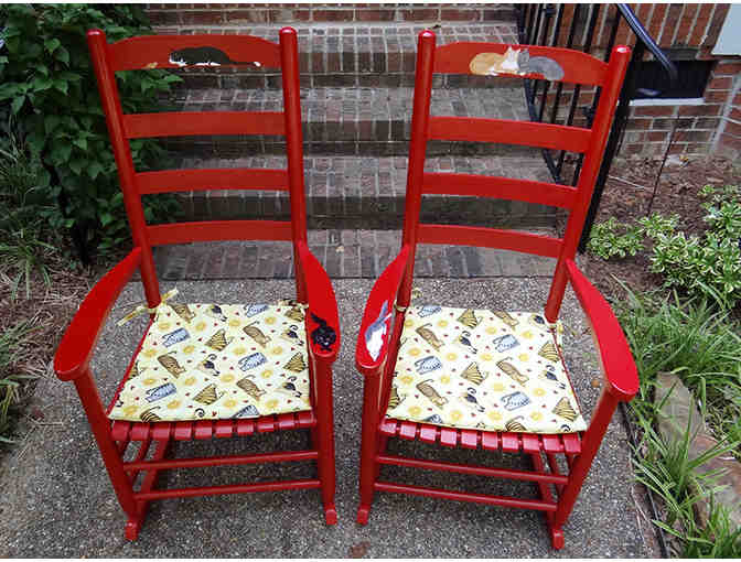 'Cats Rock' Pair of Red Rockers by Martha Lewis and Maggie Jackson
