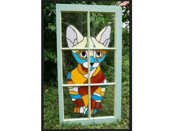 Stained Glass Cat Window by Beverly Currence