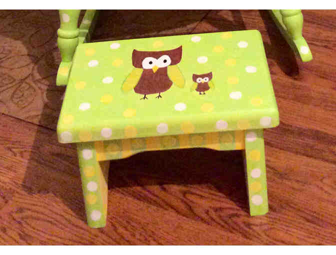 Owl-themed Rocking Chair and Stool by Gina Pergerson