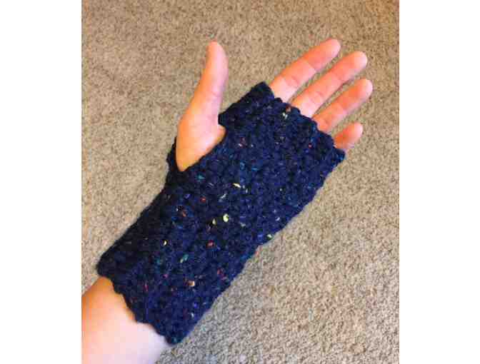 Navy Fingerless Gloves - Homemade