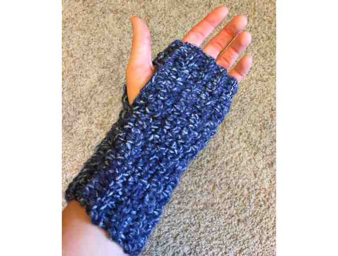 Blue Fingerless Gloves - Homemade