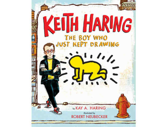 Signed book about the artist Keith Haring and 3 signed illustrated prints