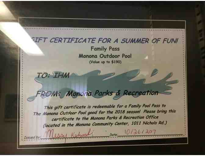 Family Pool Pass to the Monona Community Pool
