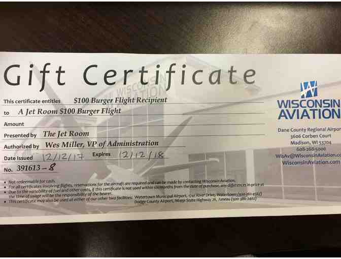 30 minute scenic flight for two over Madison, plus dinner