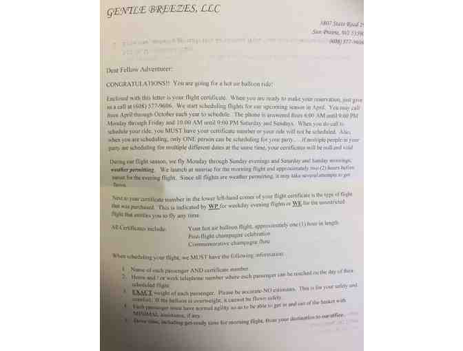 Hot air balloon flight for two