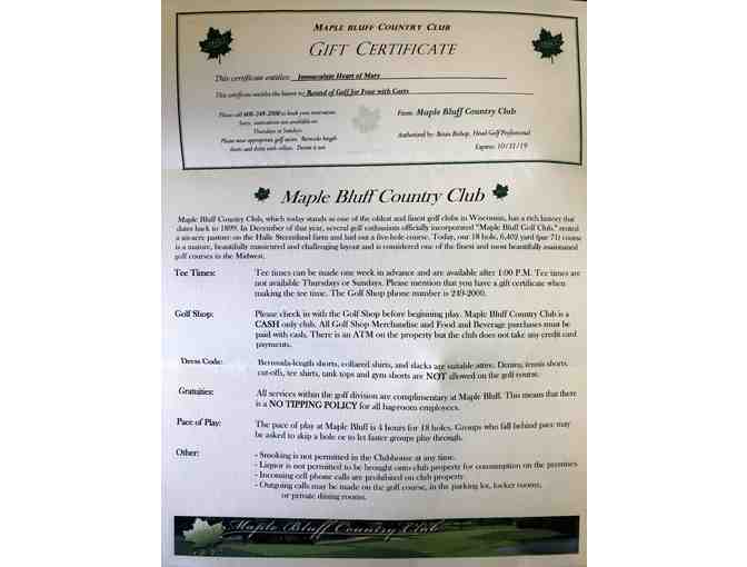 Round of golf for four with carts at Maple Bluff Country Club