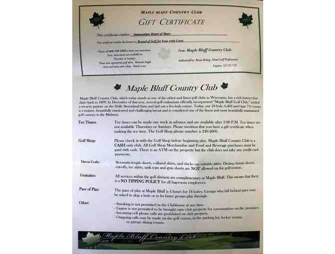 Round of golf for four with carts at Maple Bluff Country Club