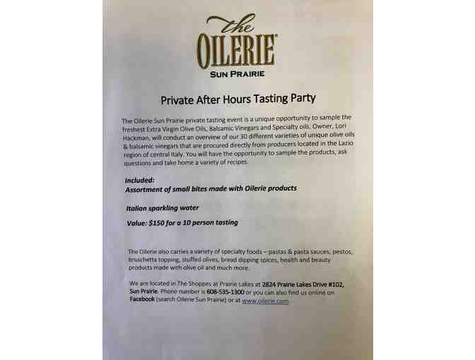 Private tasting for 10, Italian Extra Virgin Olive Oils & Aged Balsamic Vinegars