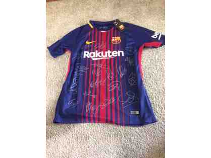 Barcelona Team Autographed Soccer Jersey w/Messi