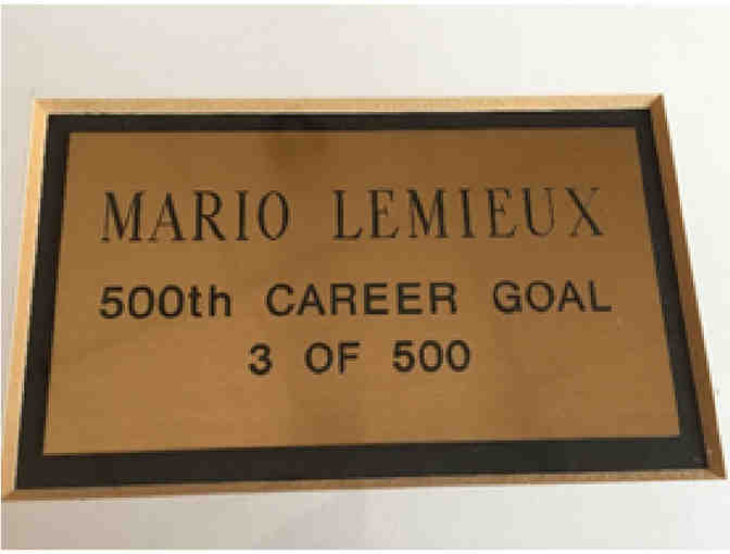 Mario Lemieux 500th Goal Framed Autographed Photograph with Authentic Game Ticket