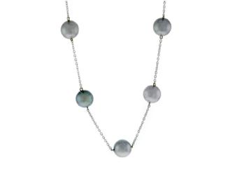 18-Karat White Gold and Grey South Sea Pearl Necklace