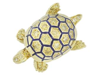 18-Karat Yellow Gold and and Diamond Turtle Brooch