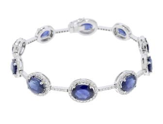18-Karat White Gold and Blue Sapphire Bracelet