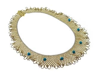 18-Karat Yellow Gold and Turquoise Necklace