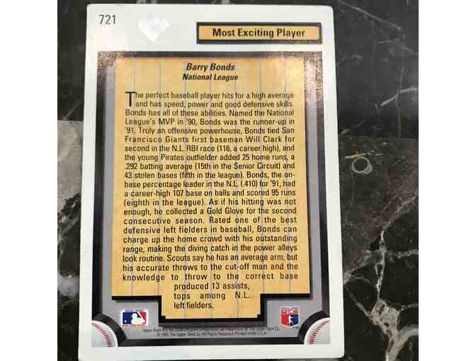 1992 Barry Bonds Most Exciting Player Card