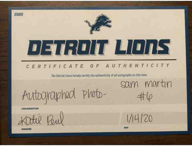 Detroit Lions Signed photo of Sam Martin (#6)