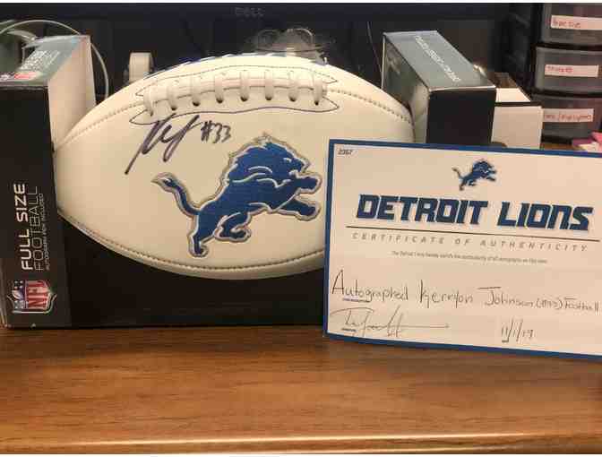 Kerryon Johnson (#33) Autographed Detroit Lions Football