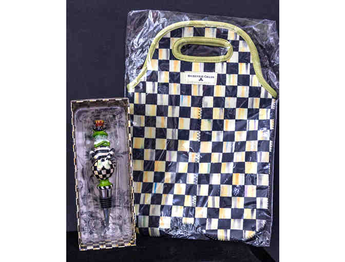 Checkered gift bag and Frog wine stopper