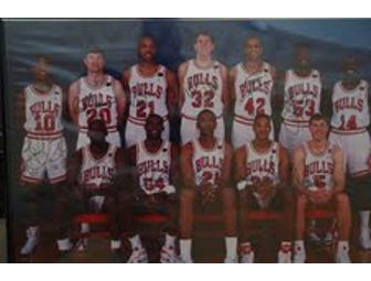 1991-1992 Chicago Bull Championship Team poster Autographed by Players and Coaches.