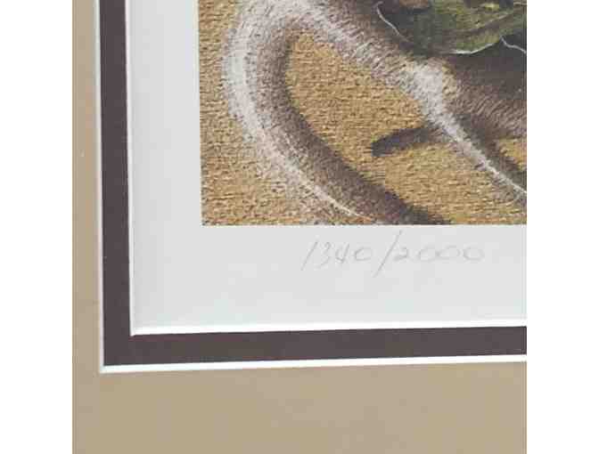 Framed and double matted Duck Print 'Feeding on White Oak' by Tommy Humphrey