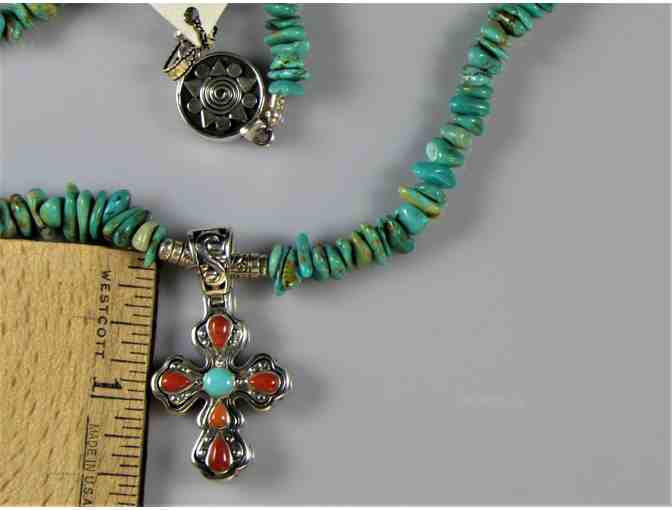 Handcrafted Turquoise & Coral Necklace & Earrings