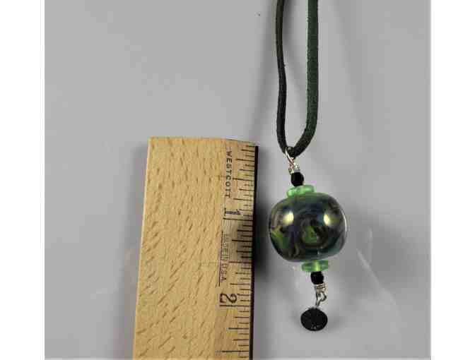 Handmade Large Soft Glass Pendant on Suede