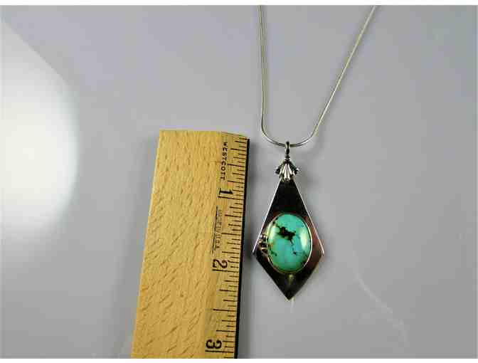 Handcrafted Turquoise Sterling Silver Pendant on a Sterling Silver Chain